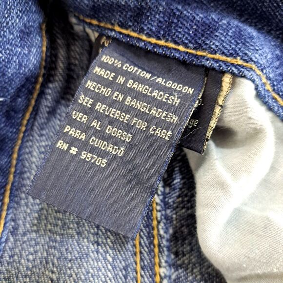 Iron Jeans Vintage USA Dark Denim Straight Leg 38x32 Pockets Zip Logo Button - Picture 9 of 14